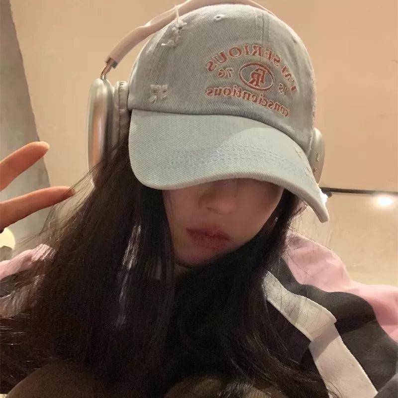 Embroidered Distressed Baseball Cap