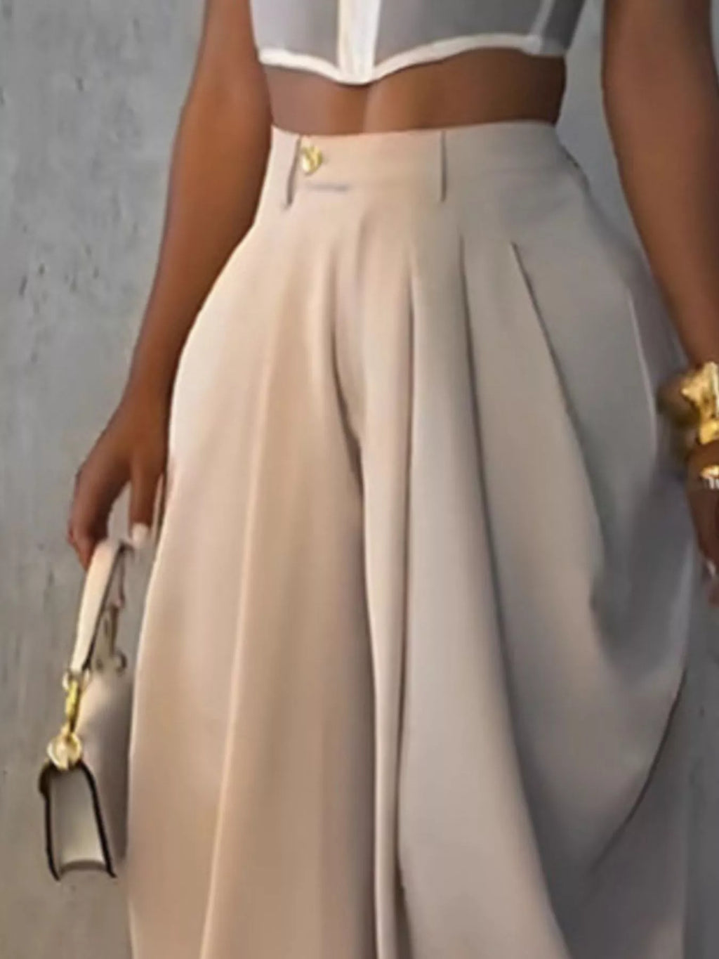 High-Waisted Wide Leg Pleated Pants
