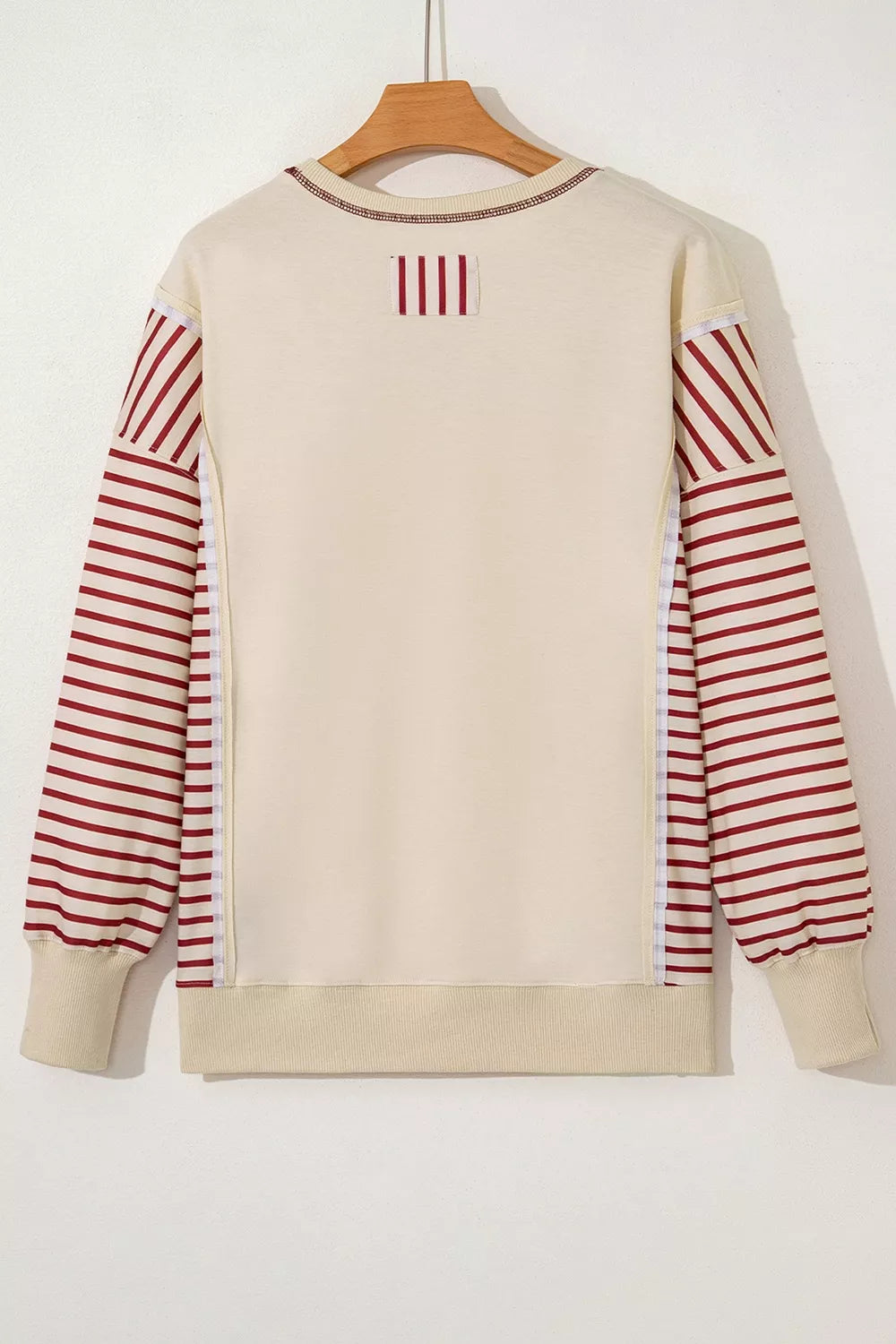Slit Striped Long Sleeve Sweatshirt