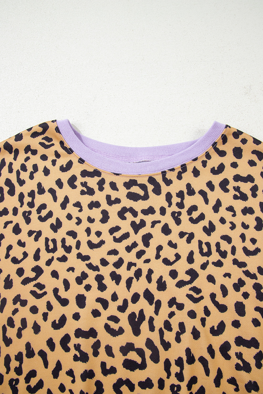 Plus Size Leopard Stripe Patchwork Side Slit Sweatshirt