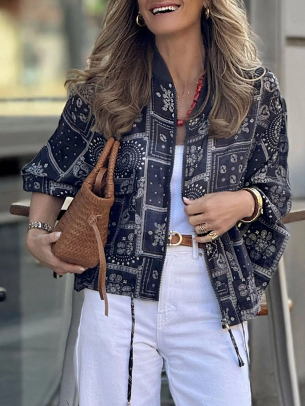 Printed Zip Up Jacket