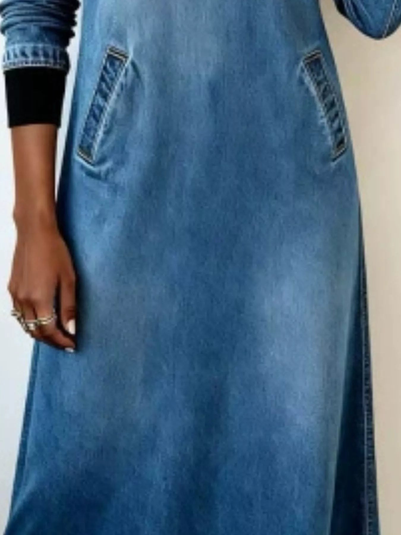 Full Size Contrast V-Neck Midi Dress Plus Size