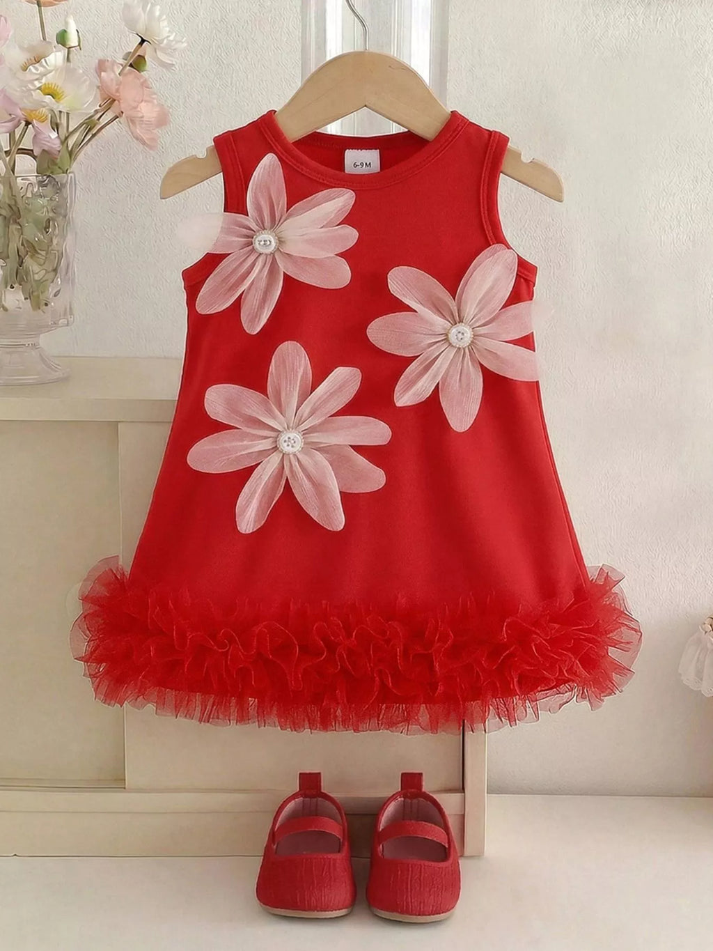 Children's Flower Sleeveless Round Neck Dress