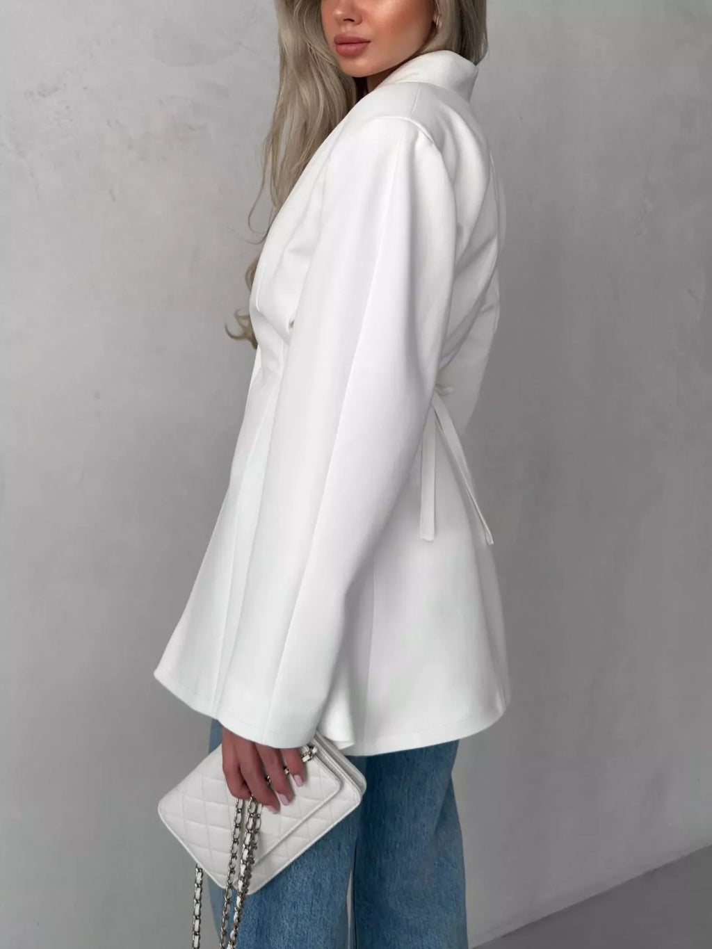 One Button Long Sleeve Blazer