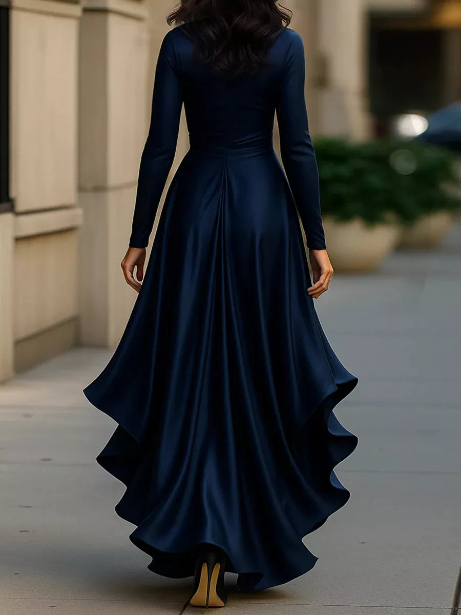 Elegant Wrap Dress with Ruffled Hem