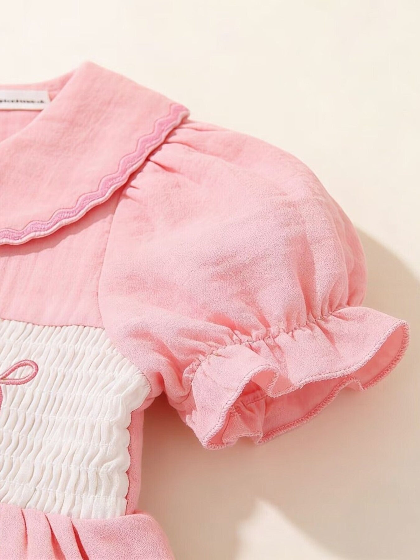 Children's Bear Embroidered Smocked Dress