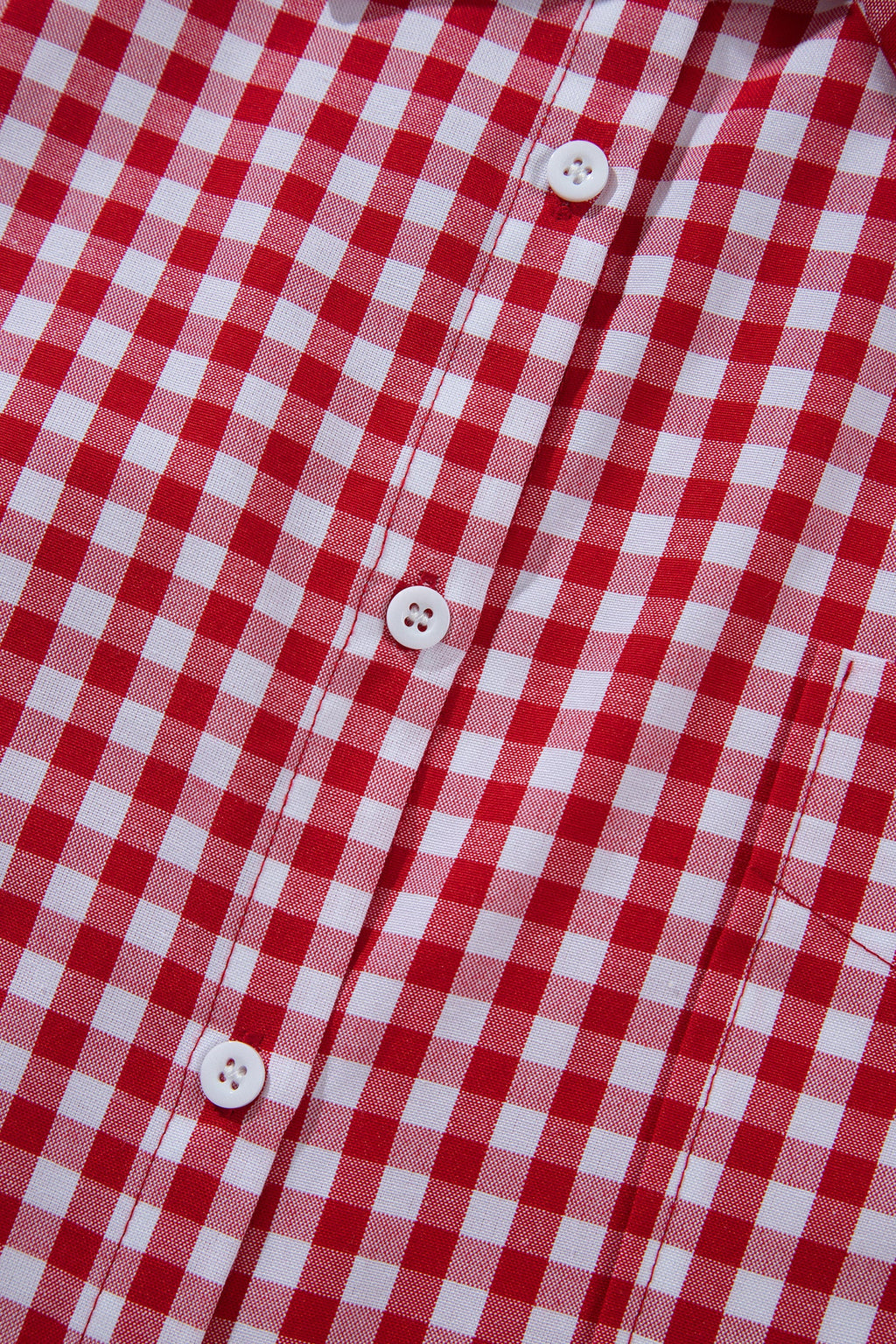 Red Plaid V Neck Long Sleeve Tunic Loose Fit Plus Size Shirt