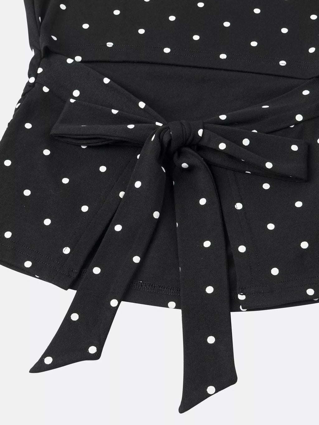 Long Sleeve Polka Dot Tie Back T-Shirt