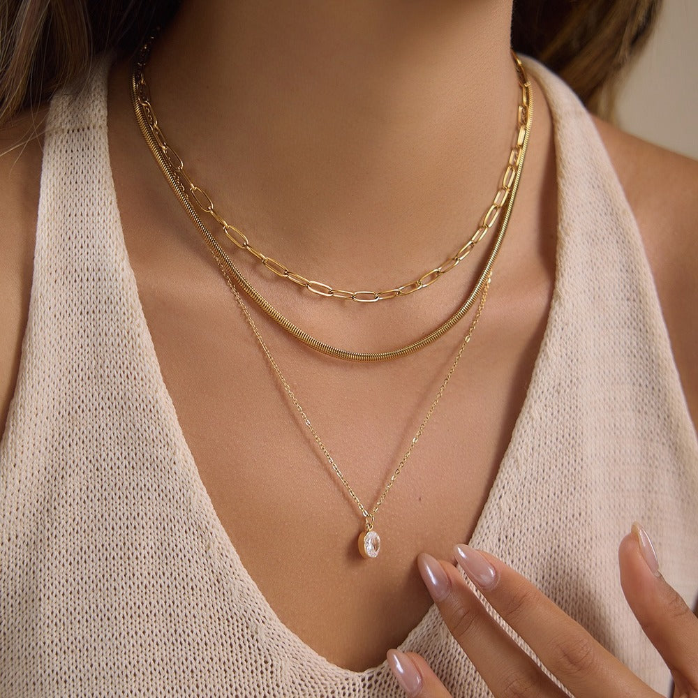 Pearl Drop Layered Necklace