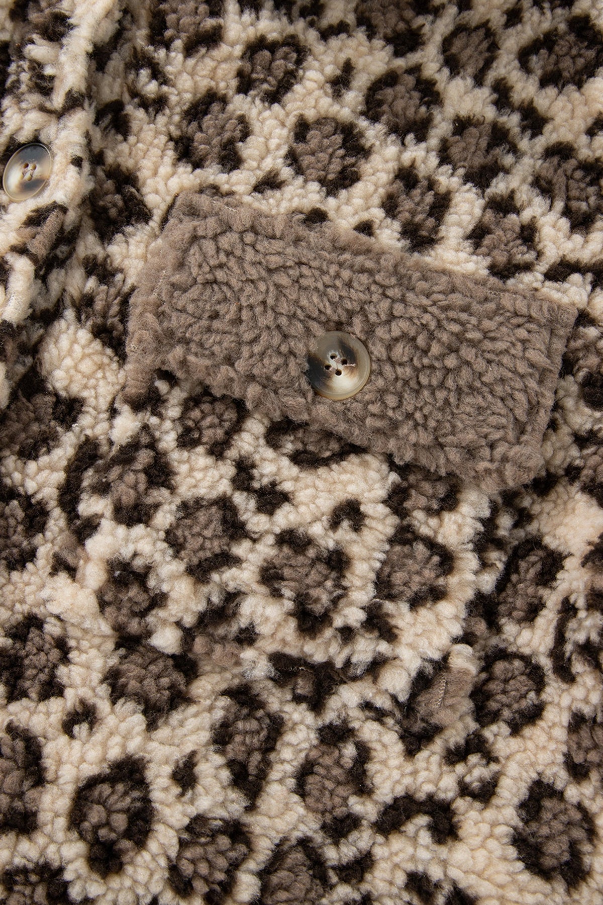 Leopard Sherpa Patchwork Flap Pocket Buttoned Jacket
