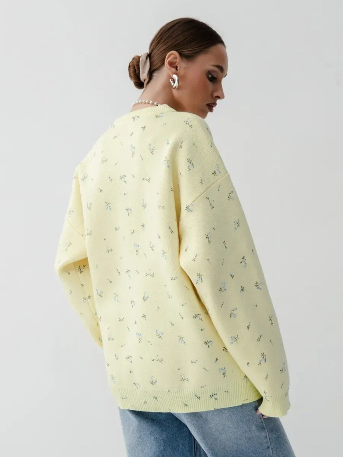 Floral Dropped Shoulder Oversized Sweater