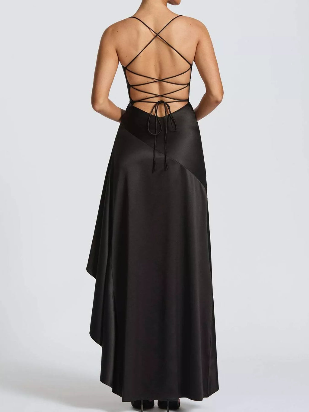 High-Low Ruffle Hem Evening Dress