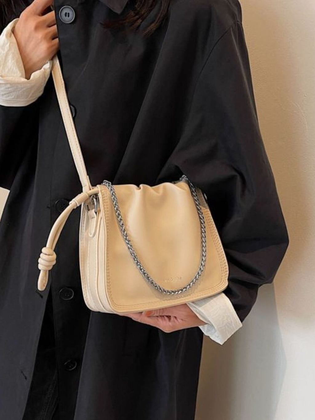 Drawstring Ruched Crossbody Bag