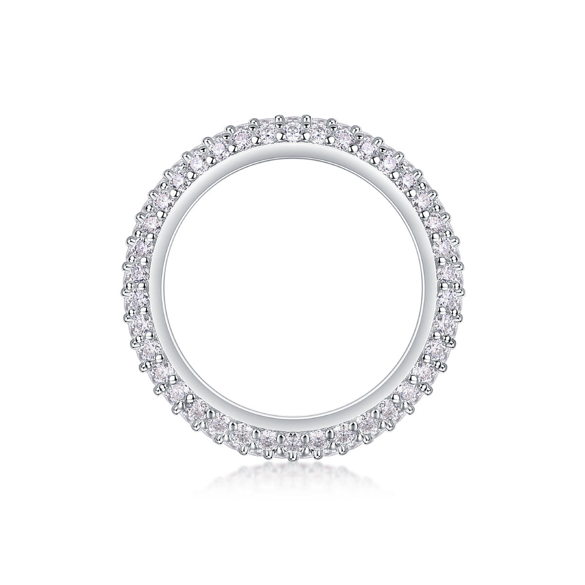 S925 Silver 2.8g Platinum Plated Moissanite Ring, 108pcs 1.5mm D VVS1 Pave Band, GRA Certified US 5-9