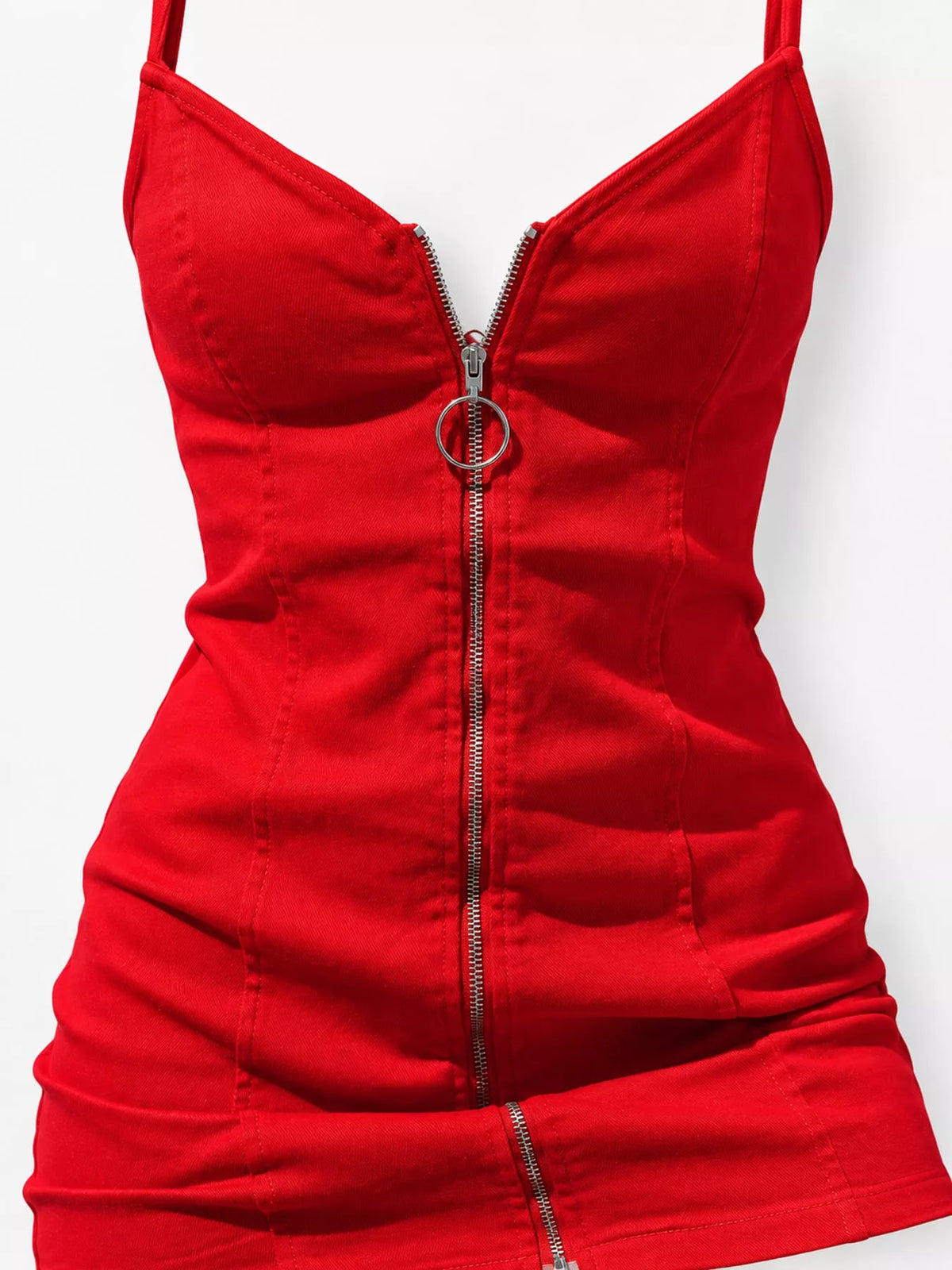 Full Size Zip-Front Bodycon Mini Dress Plus Size