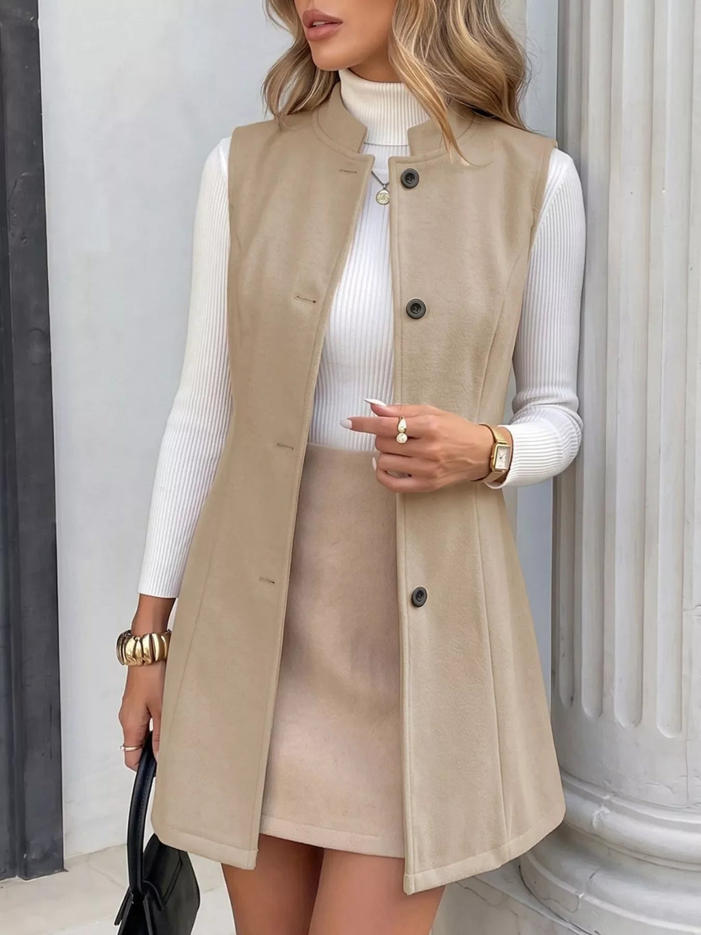 Elegant Button-Down Vest Coat