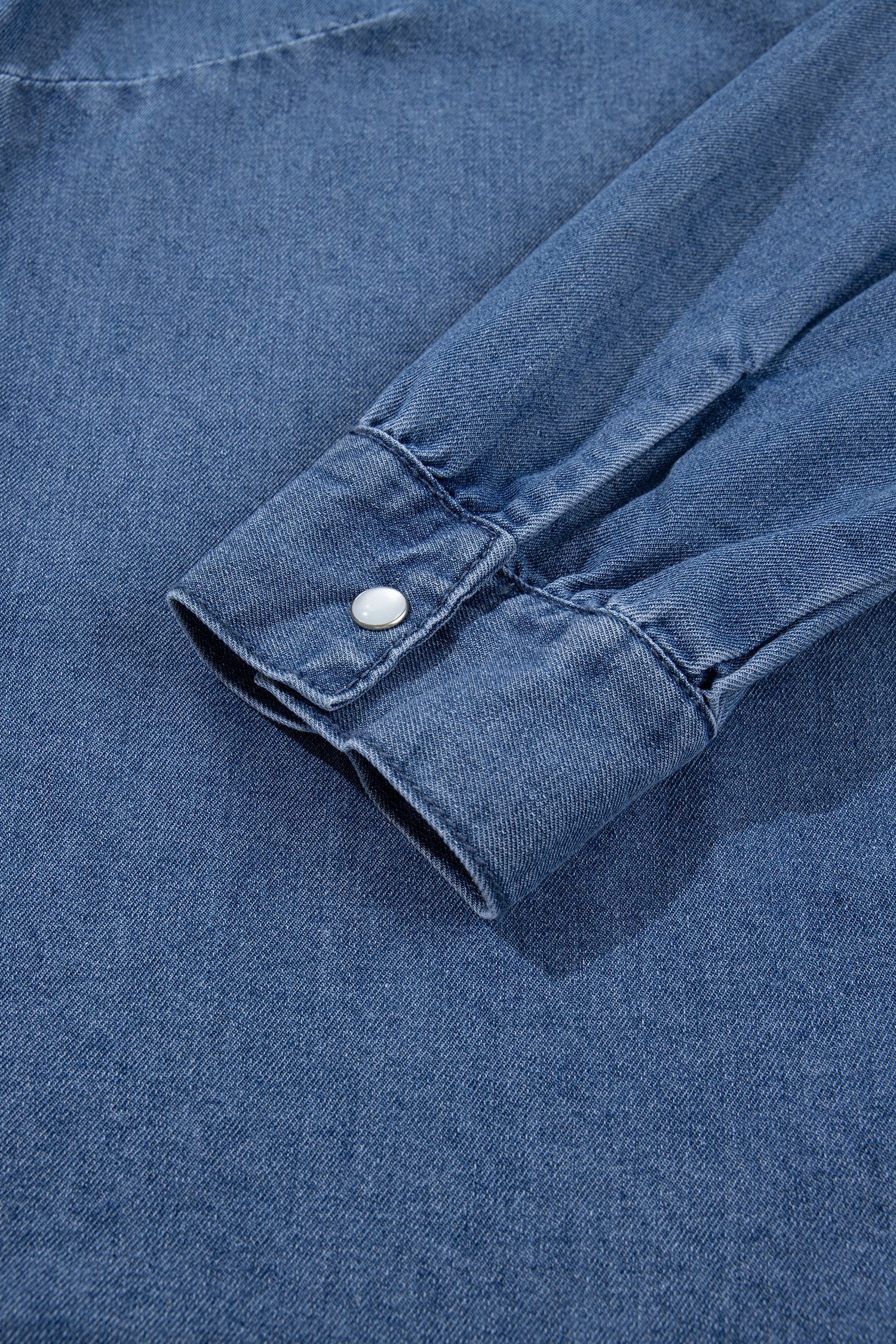 Dusk Blue Western Embroidered Collar Long Sleeve Denim Shirt