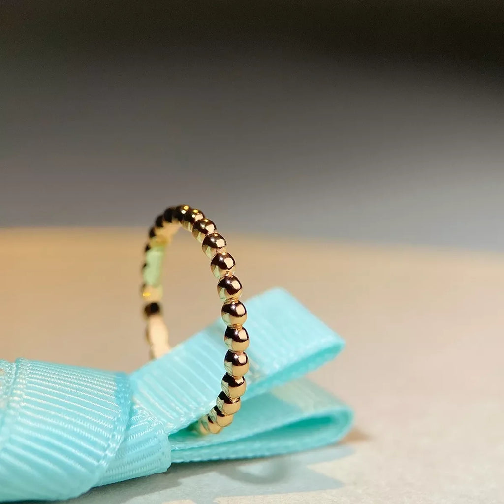 18K Gold-Plated 925 Sterling Silver Bead Ring