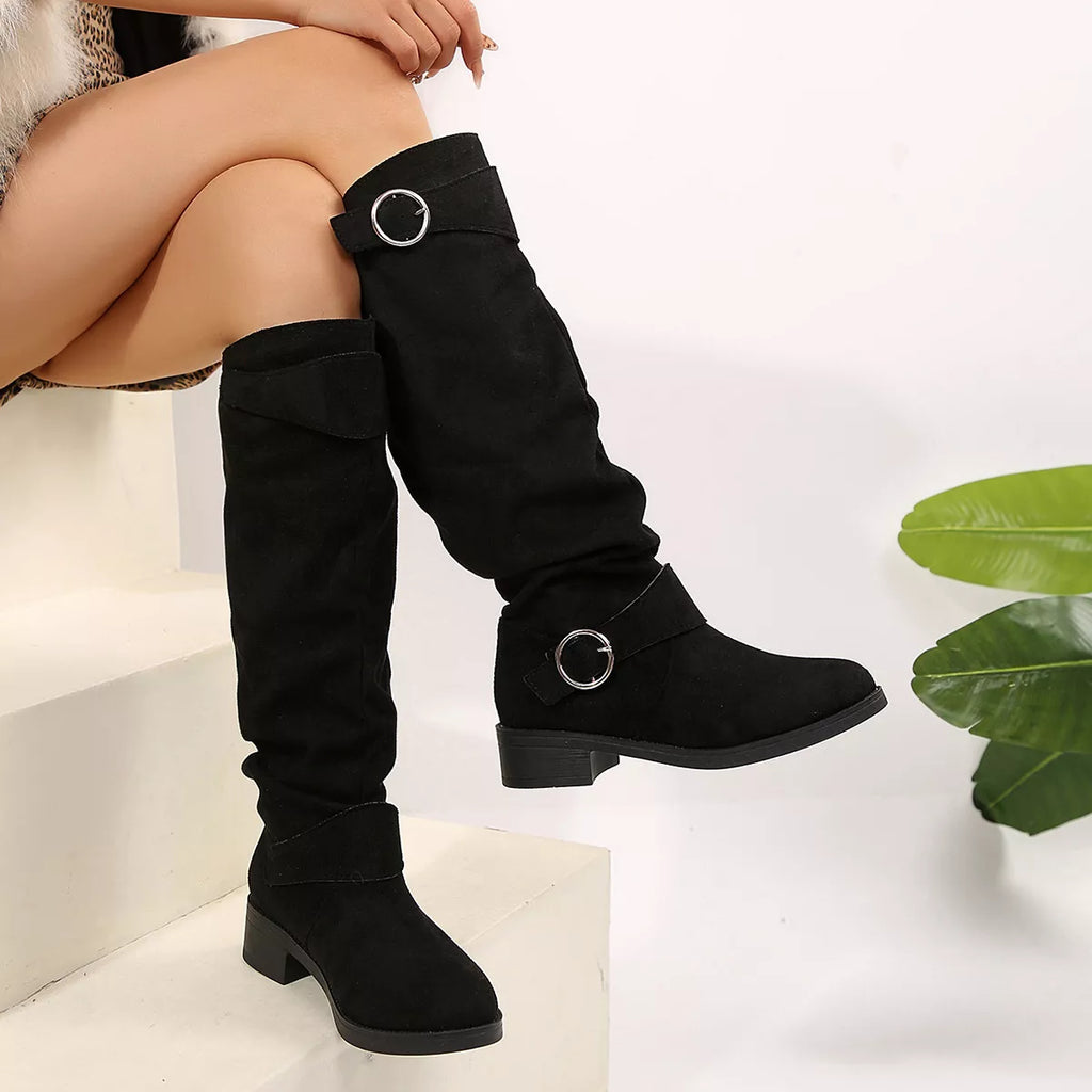 Buckle Accent Slouch Boots