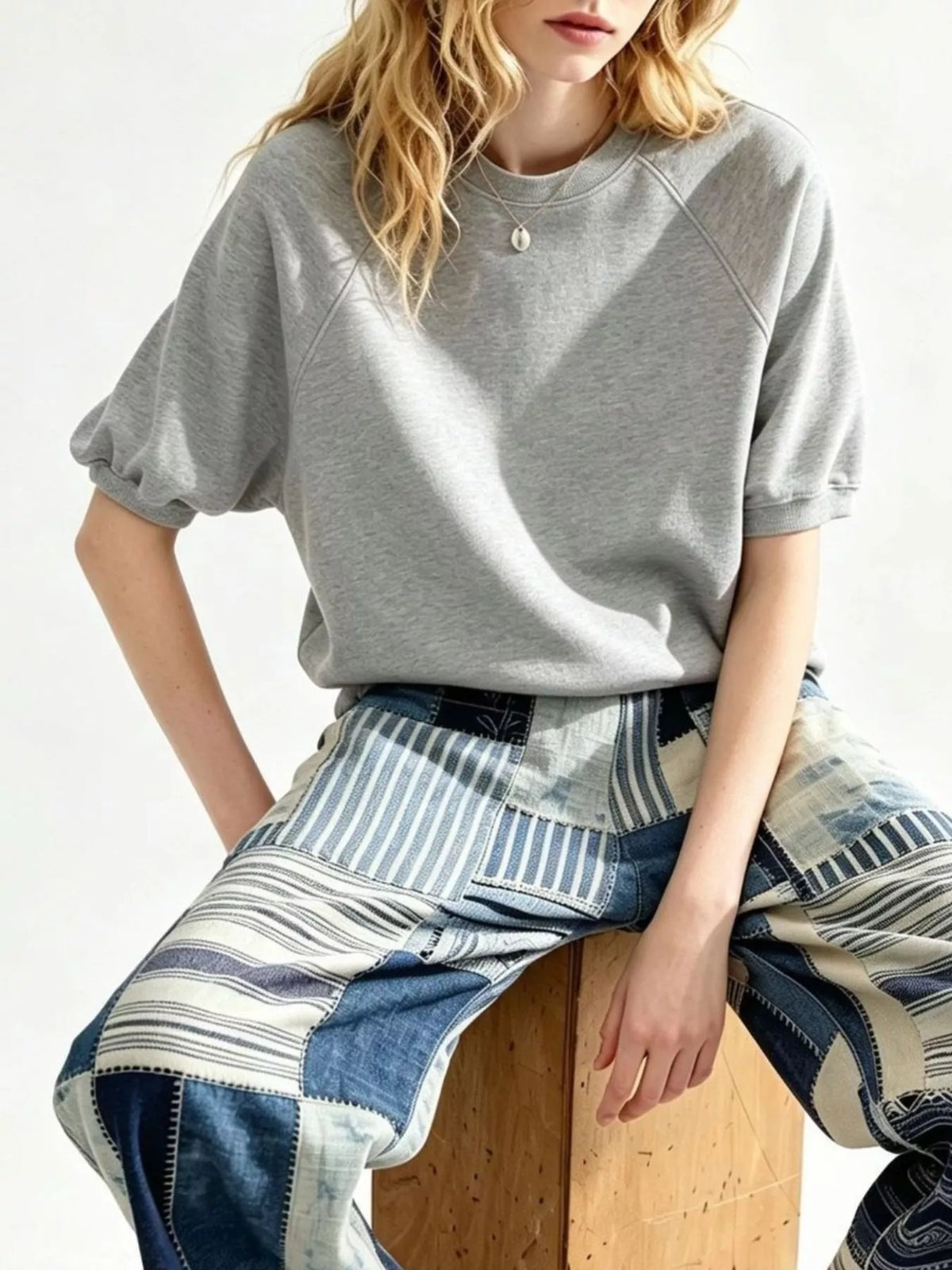 Full Size Raglan Short-Sleeve Sweatshirt Plus Size