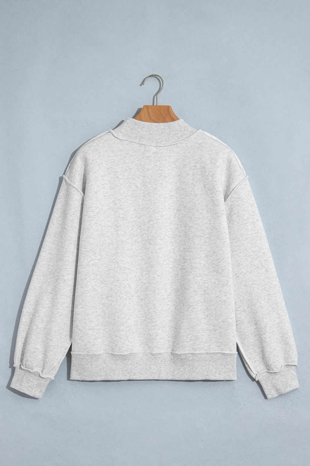 Coffee WWJD Mixed Pattern Embroidered Patch Graphic Mock Neck Sweatshirt
