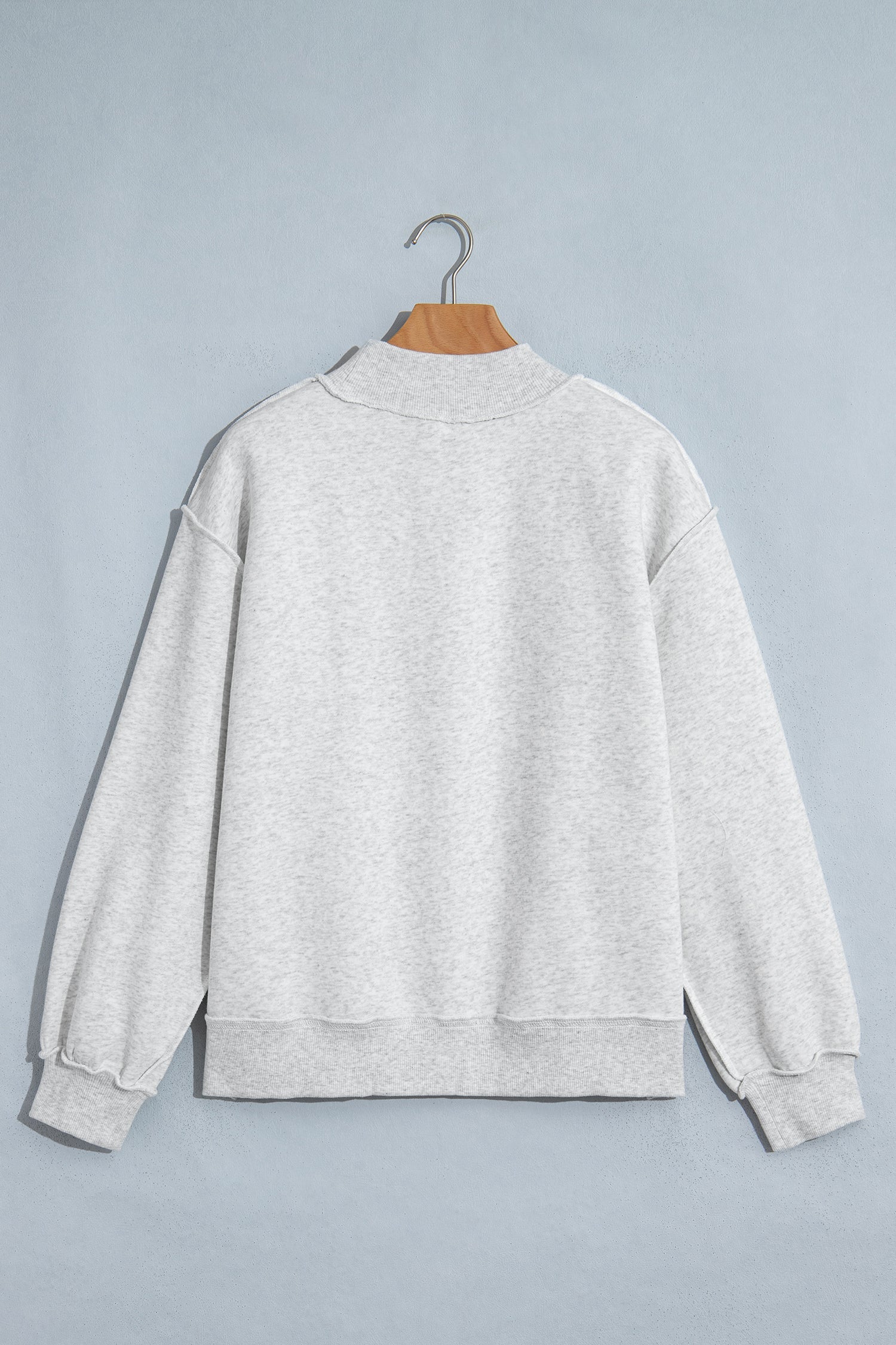 Coffee WWJD Mixed Pattern Embroidered Patch Graphic Mock Neck Sweatshirt