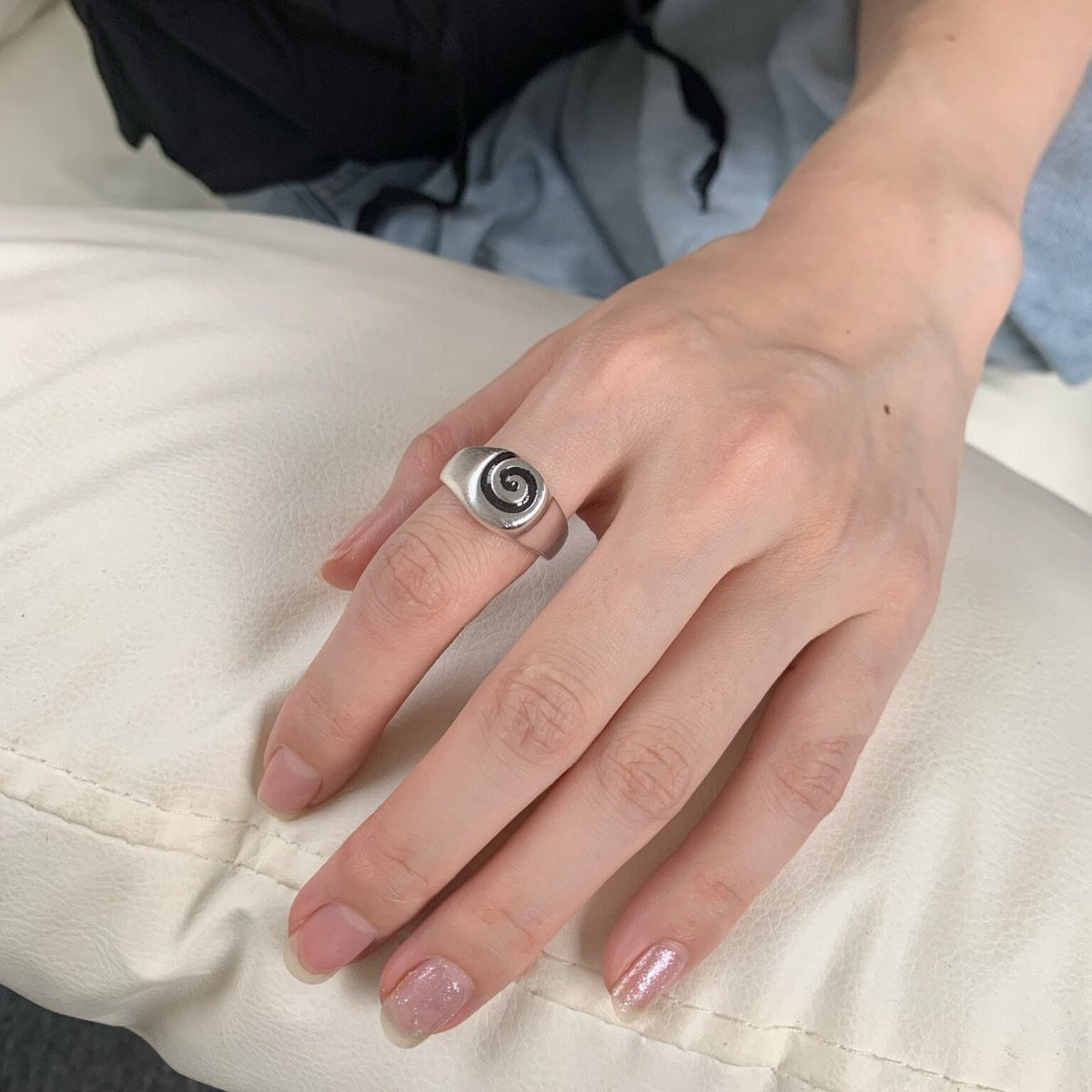 Snail Spiral Line Open Ring For Women, Minimalist Fashion Unique Temperament, Xiaohongshu Viral INS Style Index Finger Band Jewelry