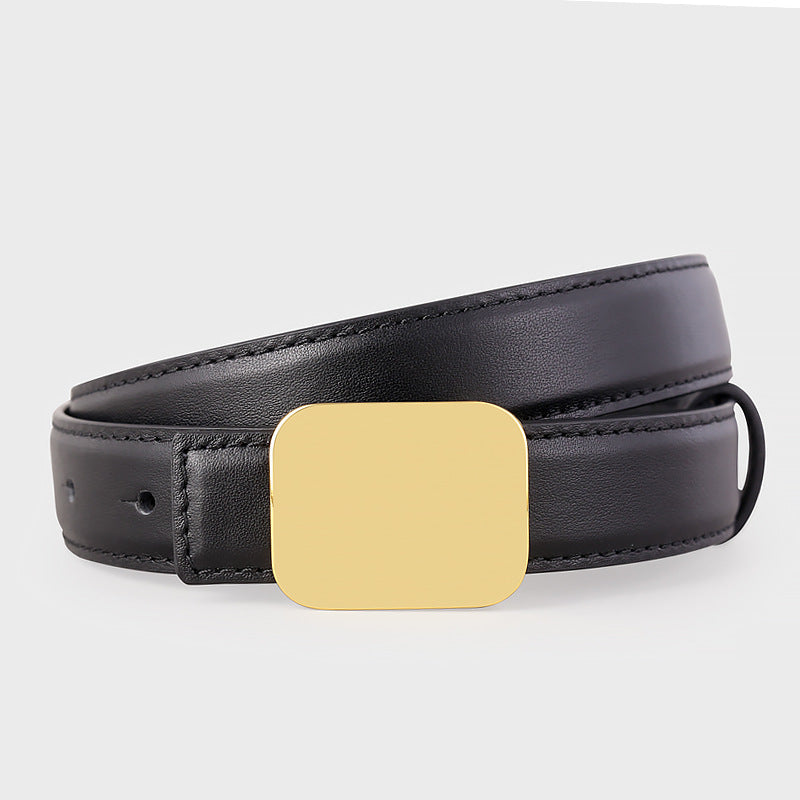 Leather Belt with Gold Buckle
