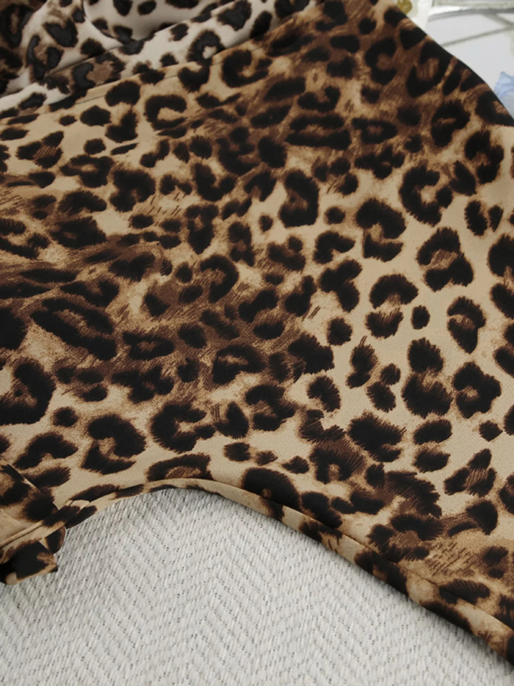 Leopard Cardigan and Wide Leg Pants Lounge Set