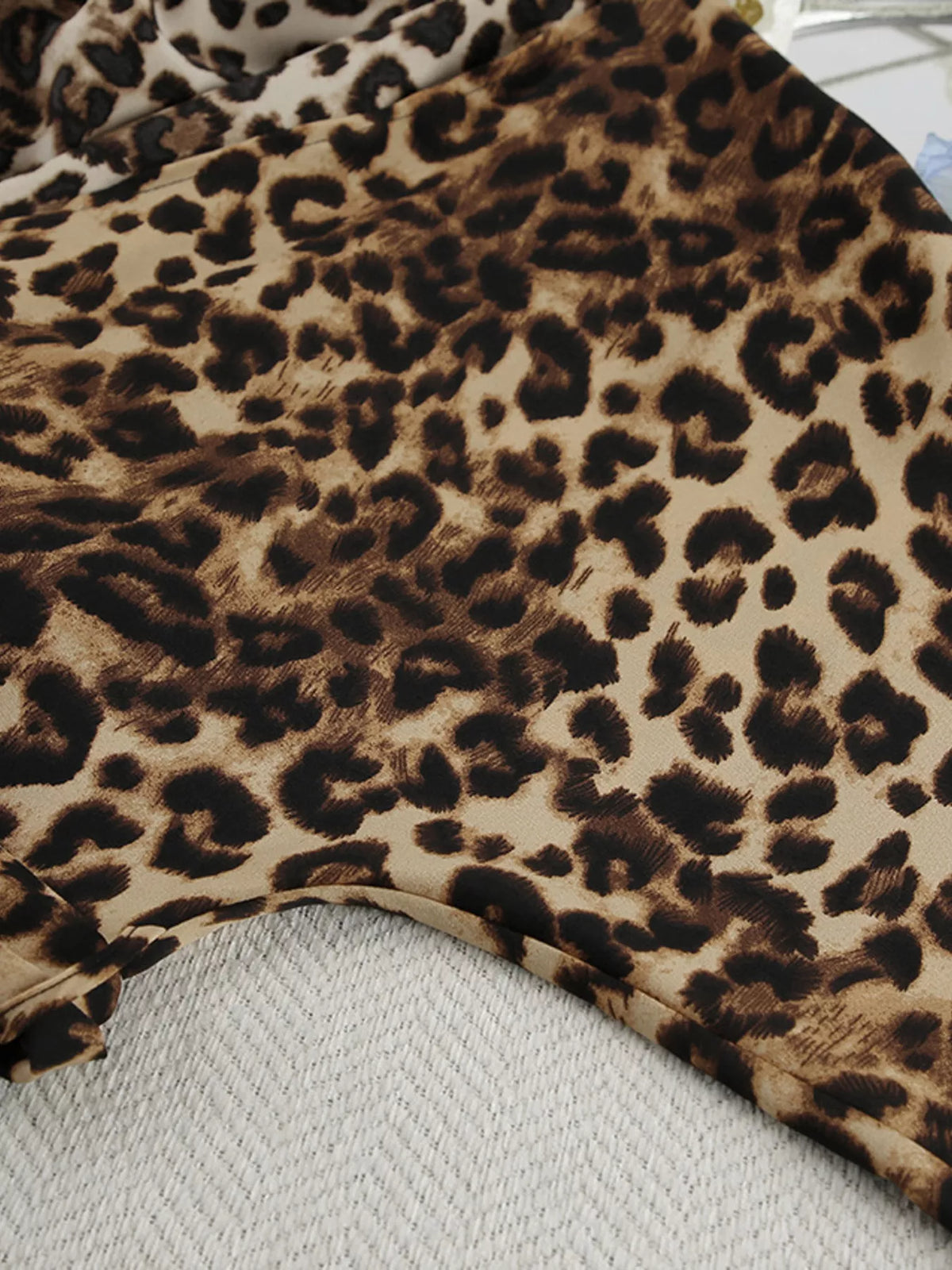 Leopard Cardigan and Wide Leg Pants Lounge Set