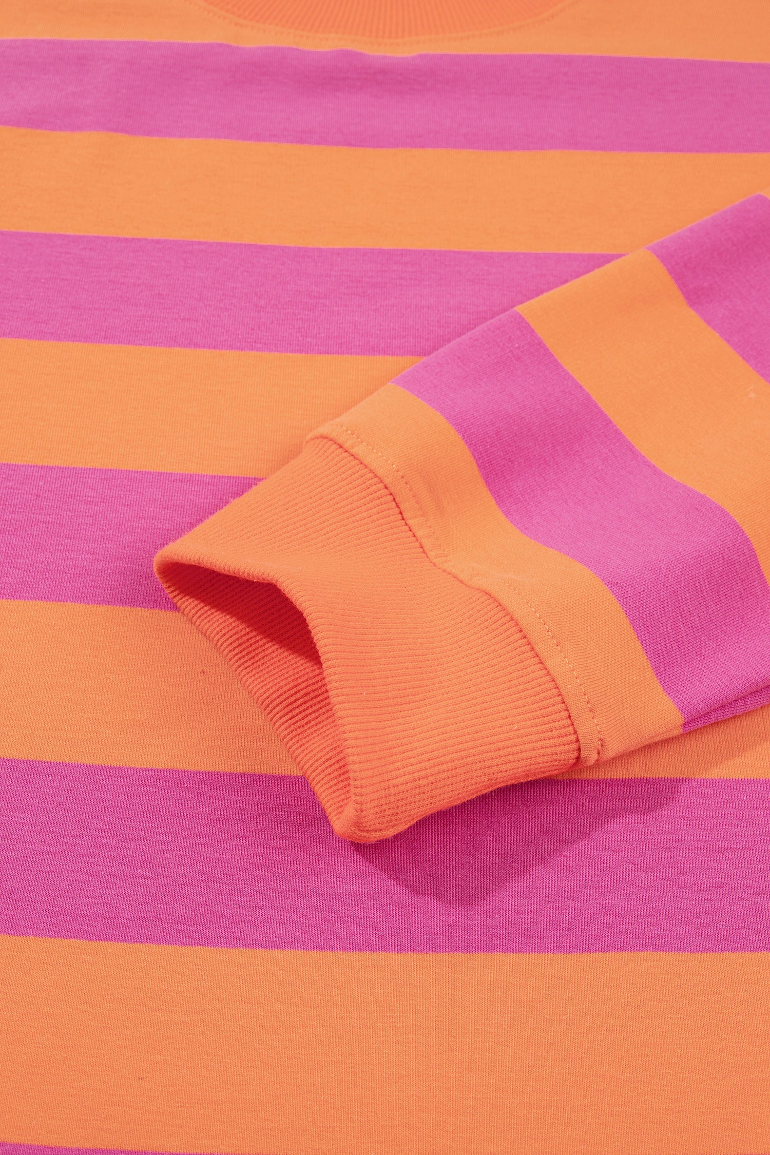 Rose Stripe Colorblock Mock Neck Relaxed Sweatshirt