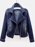 Full Size Asymmetrical Zip Denim Jacket Plus Size
