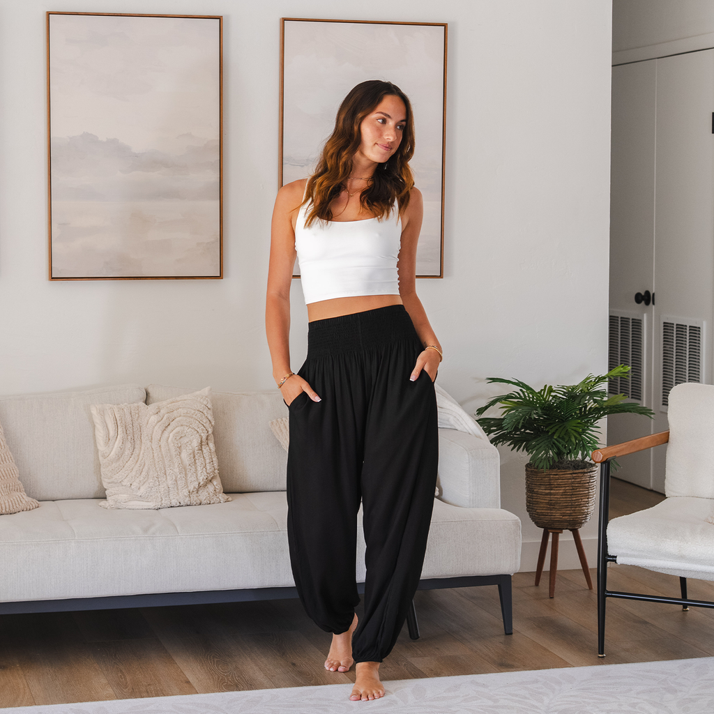Black Harem Pants with Pockets