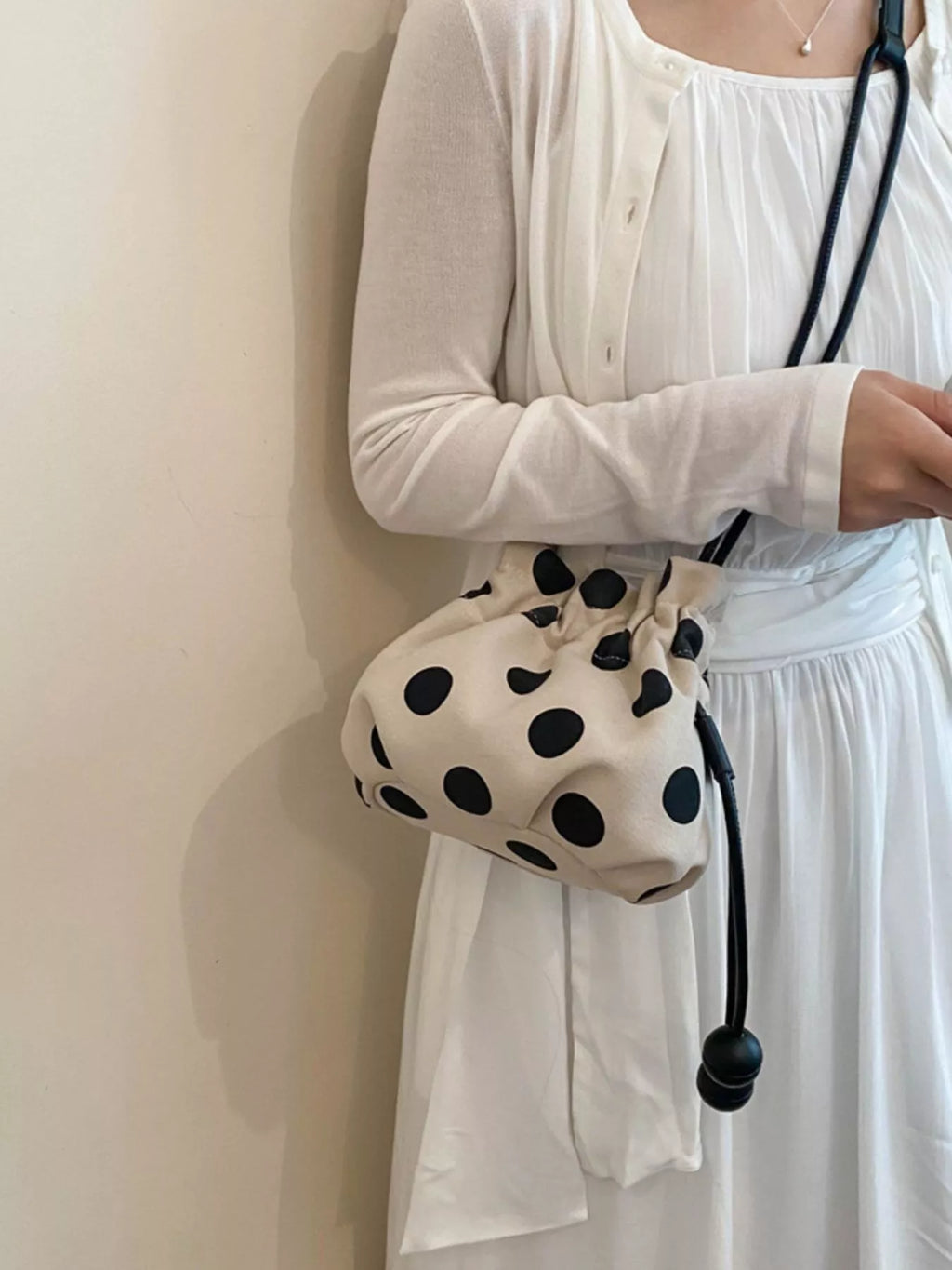 Polka Dot Drawstring Crossbody Bag