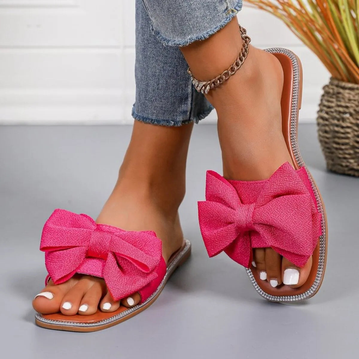 Bow Open Toe Flats Sandals