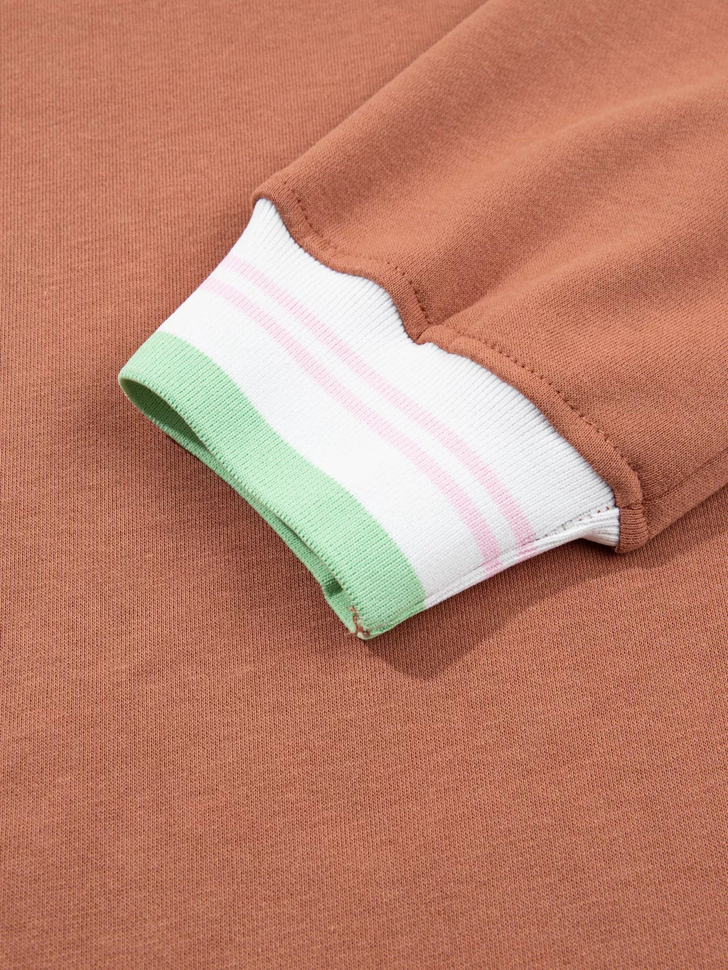 Contrast Striped Trim Baggy Pullover Sweatshirt