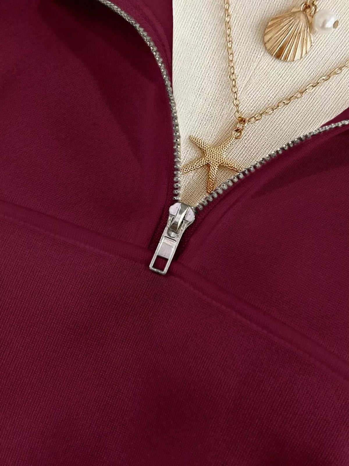 Quarter-Zip Dropped Shoulder Sweatshirt