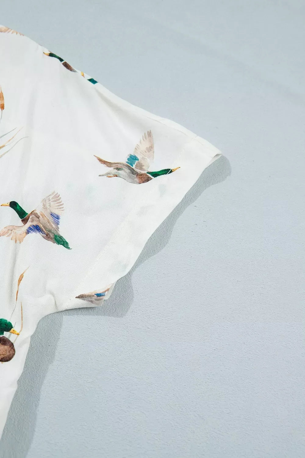 Mallard Printed Button Flap Pocket Short Sleeve Shirt