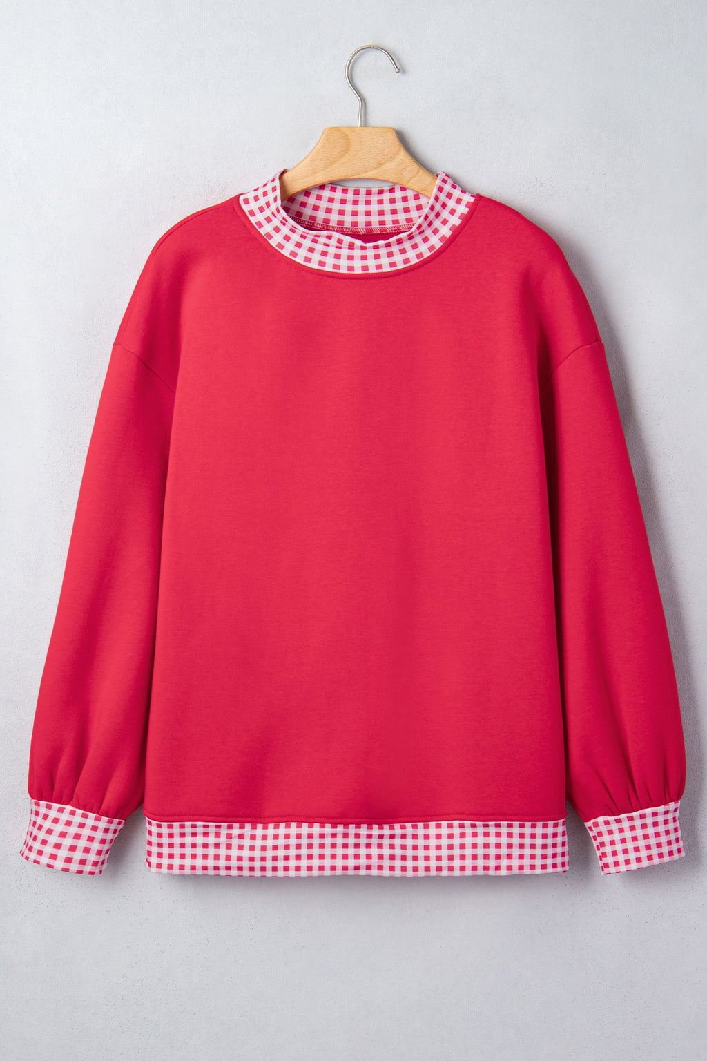Brown Colorblock Polka Dot Contrast Trim Oversized Sweatshirt