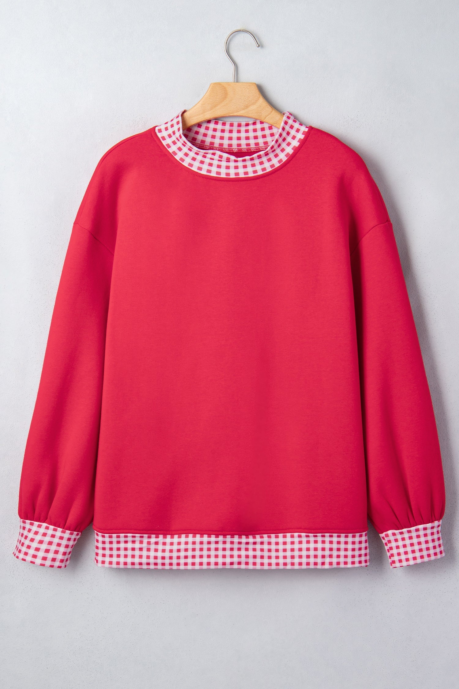 Brown Colorblock Polka Dot Contrast Trim Oversized Sweatshirt