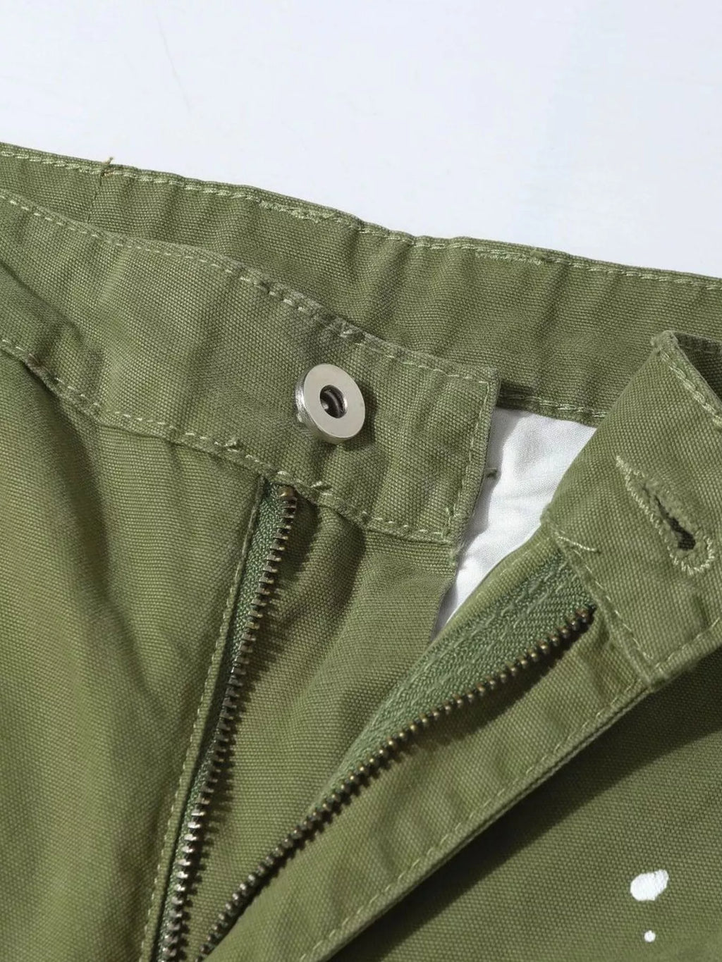 Men's Distressed Cargo Pants with Paint Splatter