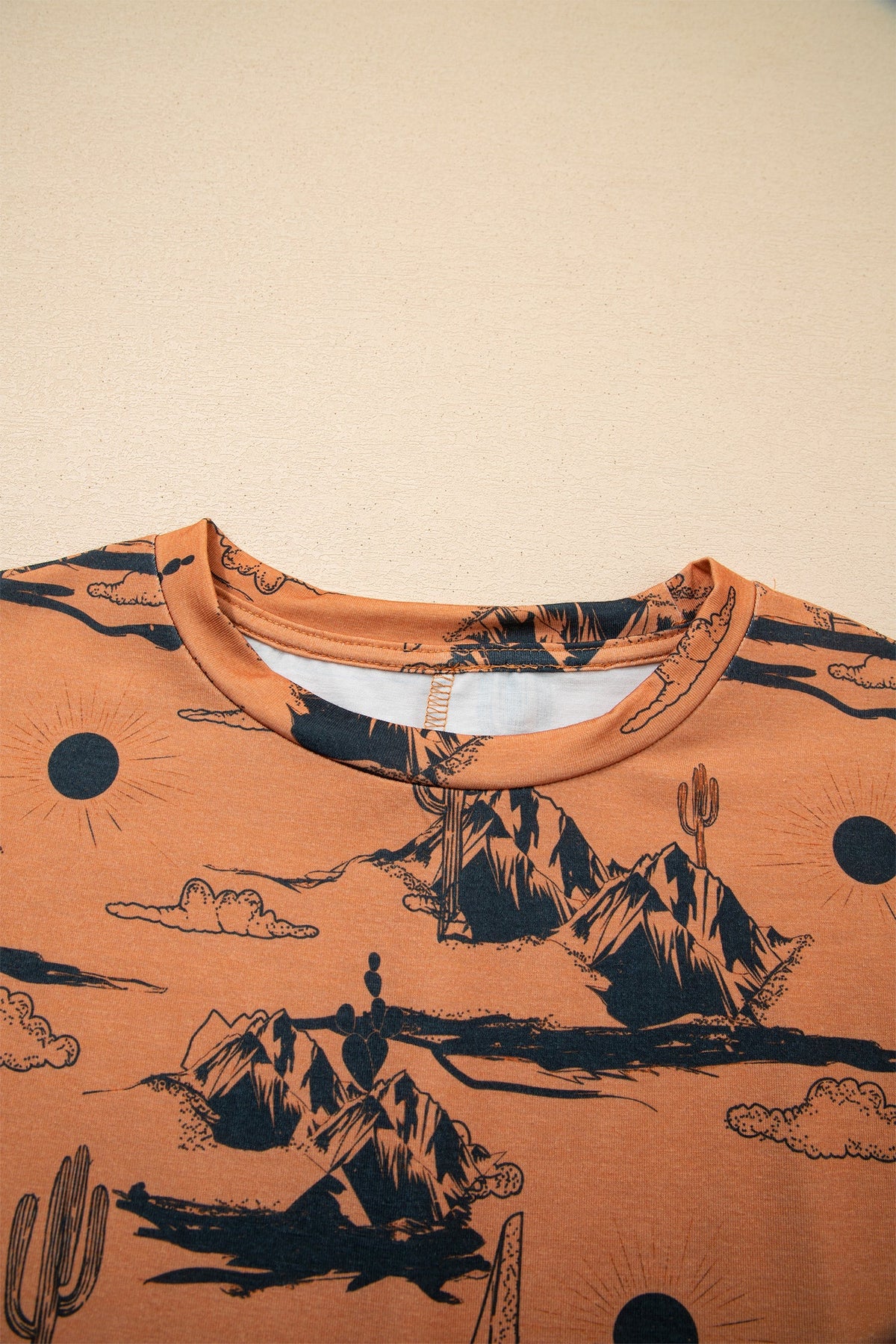 Western Desert Short Sleeve Knit Top