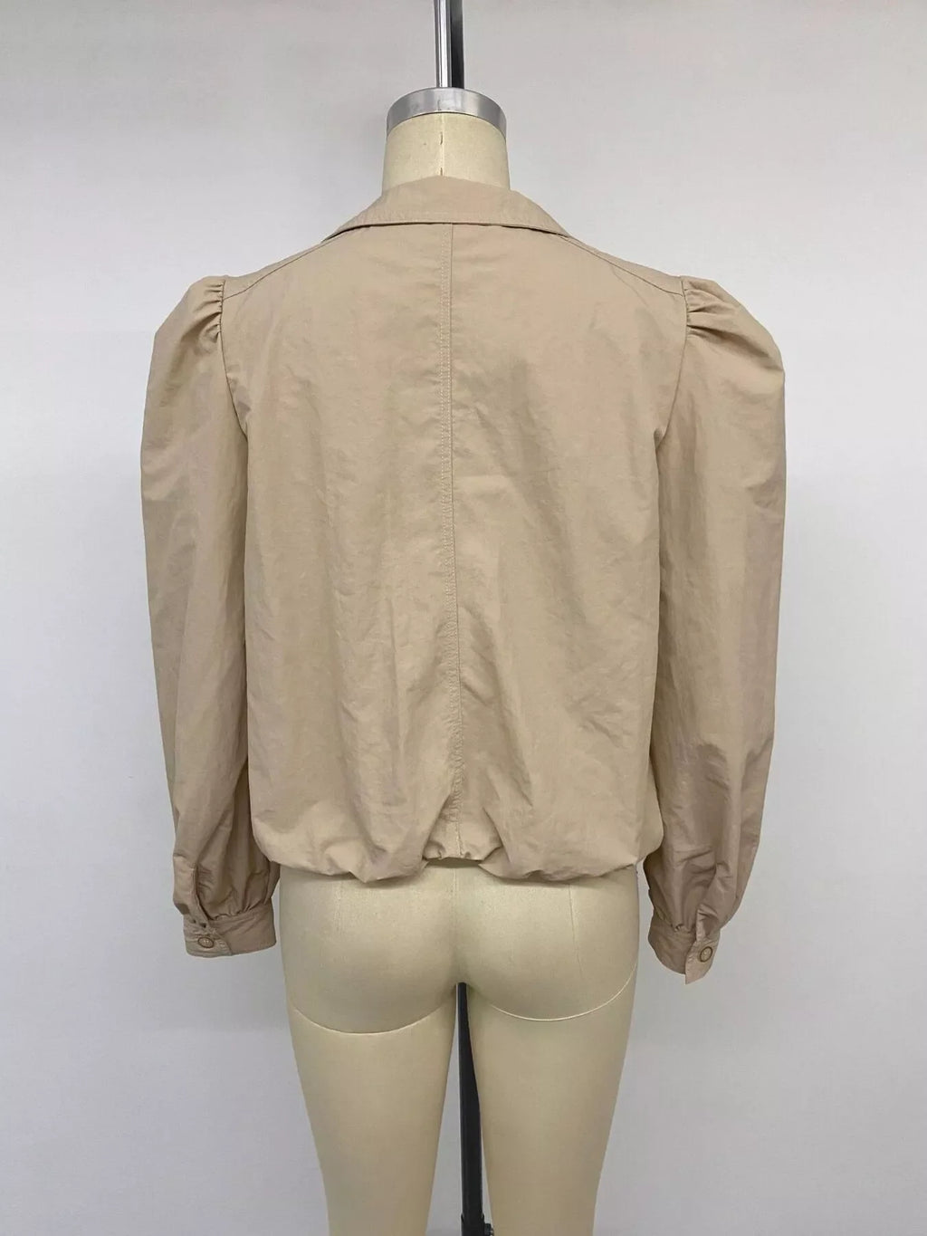 Button-Down Puff-Sleeve Jacket