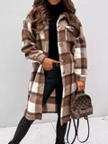 Longline Plaid Button Up Coat