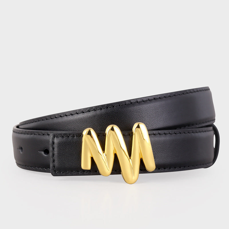 Gold Buckle Leather Belt