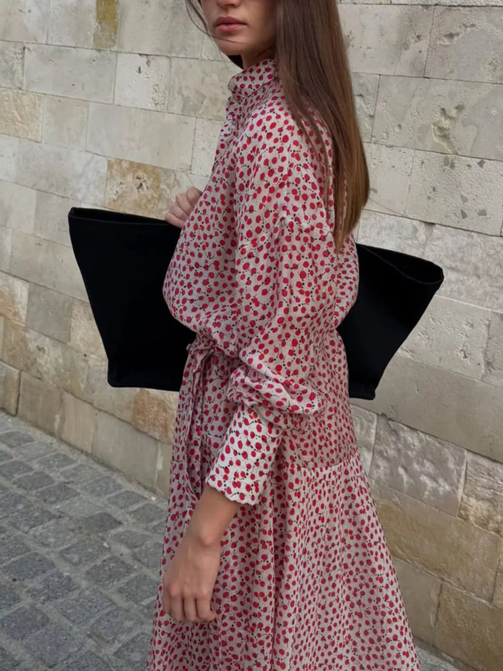 Floral Button Front Long Sleeve Dress