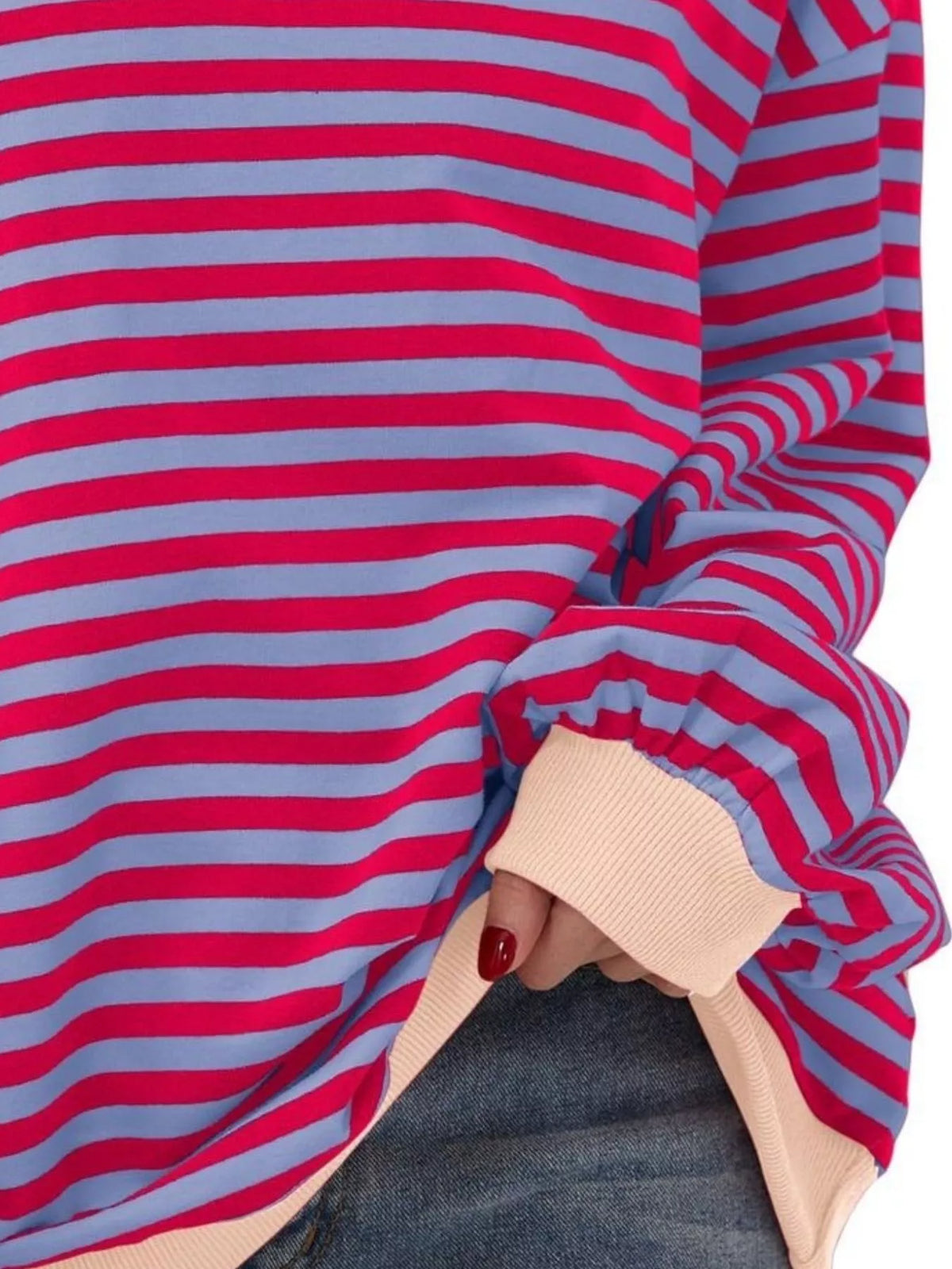 Striped Contrast Trim Oversized Sweatshirt