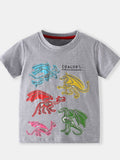 Children's Dinosaur Print Crew Neck Short Sleeve T-Shirt