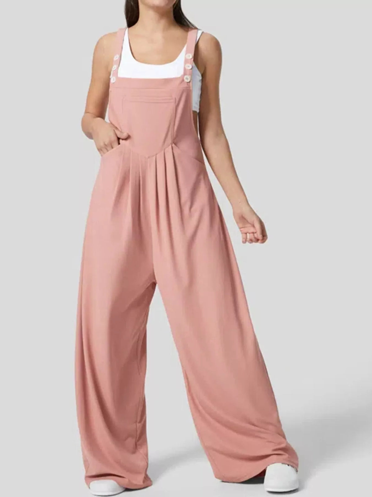 Wide Strap Wide-Leg Overalls