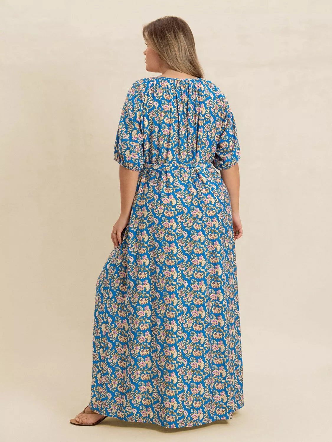 Floral Print Maxi Dress with Side Slit